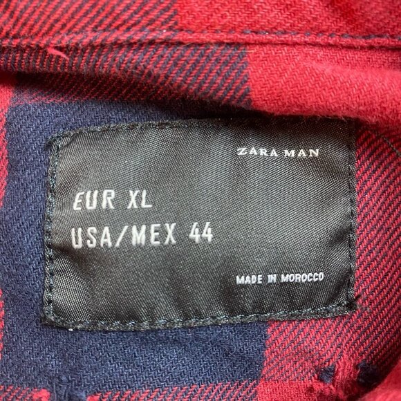 Zara Man shacket overshirt plaid long sleeve button down shirt size XL 44 - Picture 3 of 6